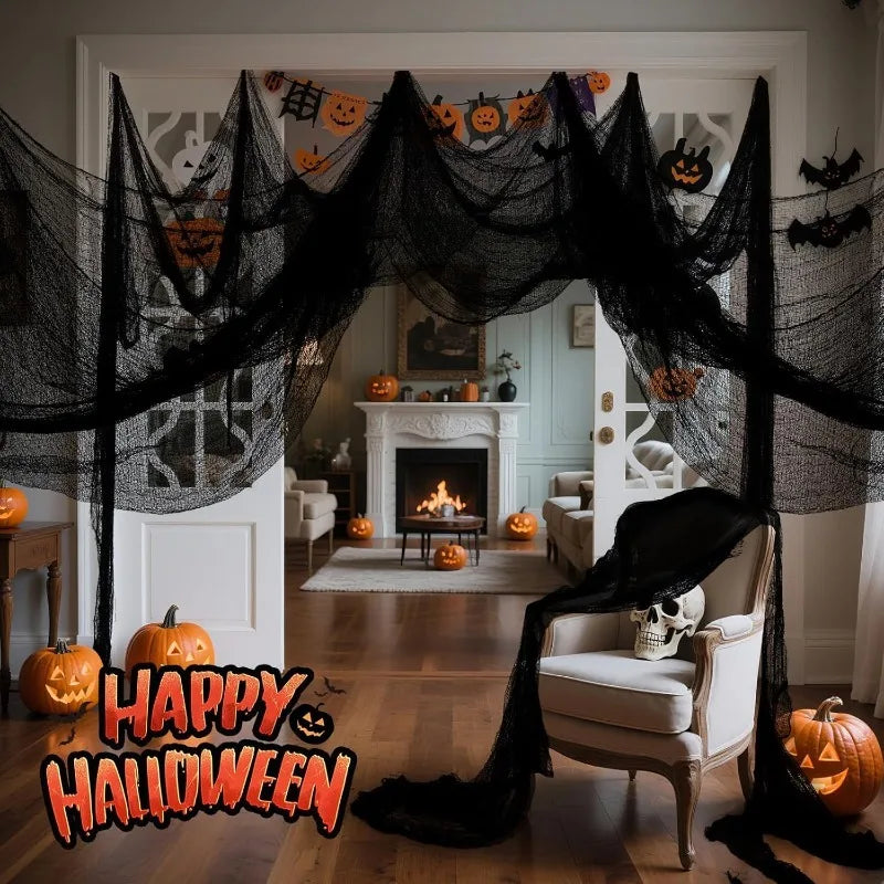 Czarna gaza dekoracyjna – Halloween